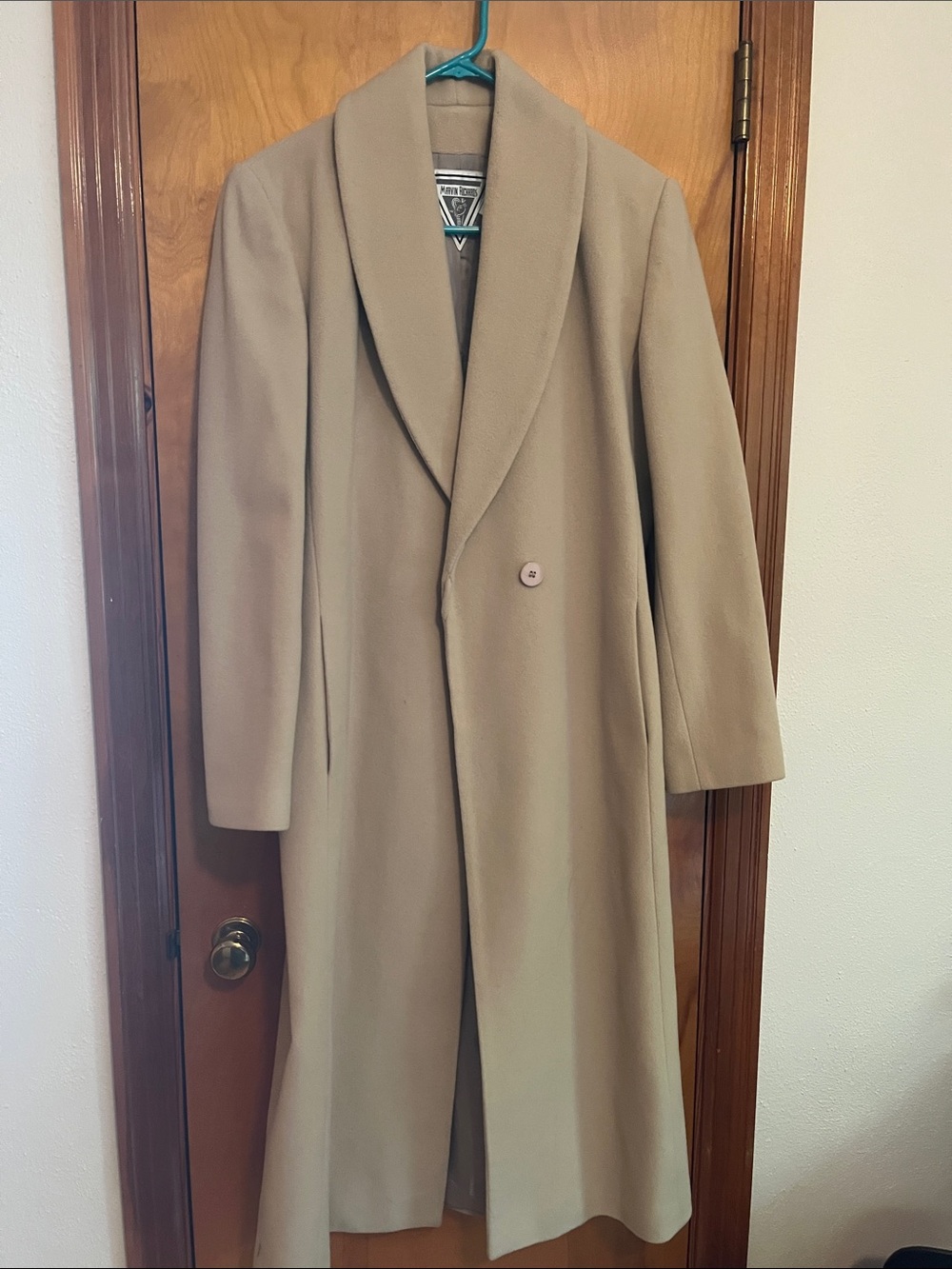 Classic Shawl Collar Long Coat - Beige